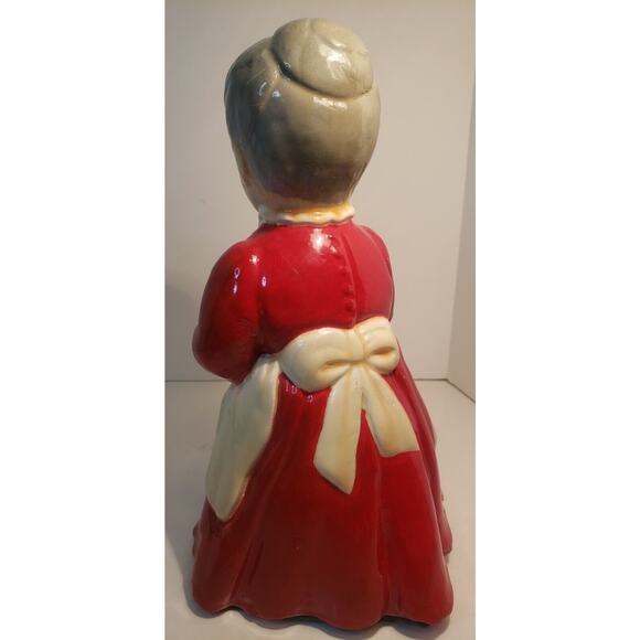 Vintage Ceramic Mrs. Claus Figurine Hand Painted Holding Stocking 10" Holiday - Picture 6 of 16